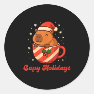 Capybara Christmas Shirt, Funny Capy Holidays  Classic Round Sticker