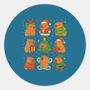 Capybara Christmas Shirt, Funny Capy Holidays  Classic Round Sticker