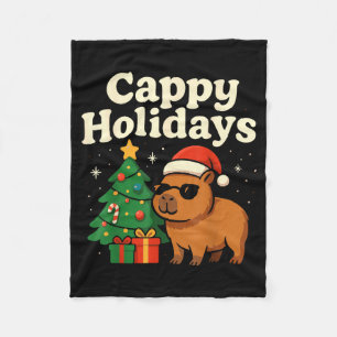 Capybara Christmas Shirt, Funny Capy Holidays  Fleece Blanket