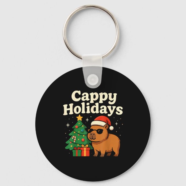 Capybara Christmas Shirt, Funny Capy Holidays  Key Ring (Front)