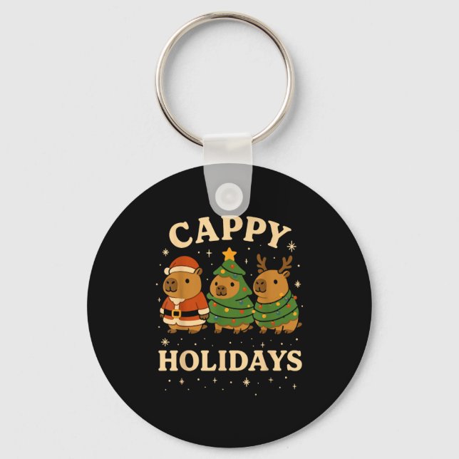Capybara Christmas Shirt, Funny Capy Holidays  Key Ring (Front)