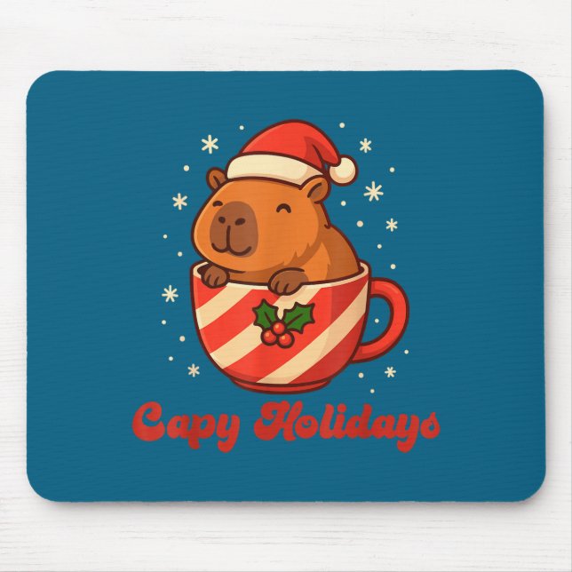 Capybara Christmas Shirt, Funny Capy Holidays  Mouse Mat (Front)