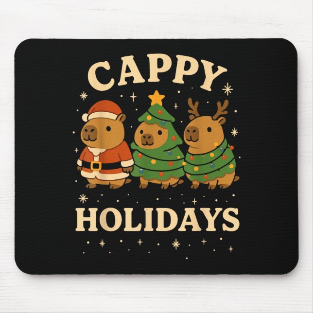 Capybara Christmas Shirt, Funny Capy Holidays  Mouse Mat (Front)