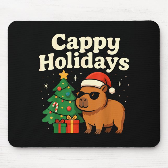 Capybara Christmas Shirt, Funny Capy Holidays  Mouse Mat (Front)