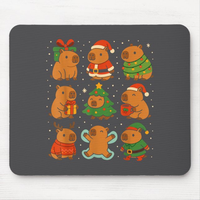 Capybara Christmas Shirt, Funny Capy Holidays  Mouse Mat (Front)