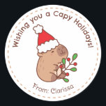Capybara Christmas Stickers Funny Cute<br><div class="desc">Cute capybara with santa hat,  perfect to go with your Christmas gifts.</div>