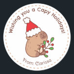 Capybara Christmas Stickers Funny Cute<br><div class="desc">Cute capybara with santa hat,  perfect to go with your Christmas gifts.</div>