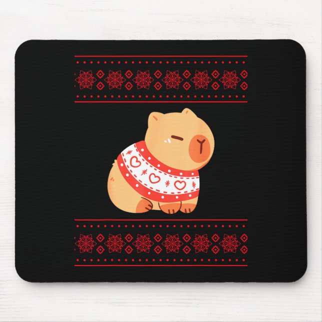 Capybara Christmas Sweater  Mouse Mat (Front)