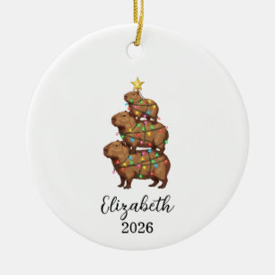 Capybara Christmas Tree, Funny Animal Xmas Decor Ceramic Tree Decoration