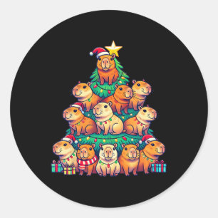 Capybara Christmas Tree Funny Capybara Xmas  Classic Round Sticker