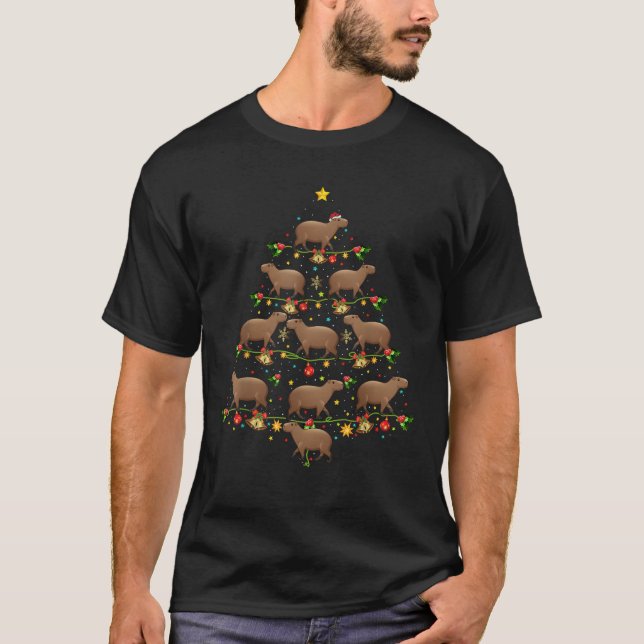 Capybara Christmas Tree Gift Funny Christmas Capyb T-Shirt (Front)