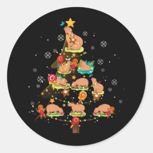 Capybara Christmas Tree Merry Christmas animal zoo Classic Round Sticker