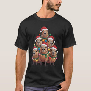 Capybara Christmas Tree Santa Hat Cute Xmas Boys K T-Shirt