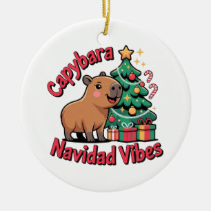 Capybara Christmas Vibes Holiday Humour Ceramic Tree Decoration