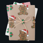 Capybara Christmas Winter Animals Holiday Capybara Wrapping Paper Sheet<br><div class="desc">The Capybara at Christmas with fairy lights. Funny animals with gifts and snow for the holidays. A sweet Christmas greeting. Capybaras are cute animals and perfect for Christmas.</div>