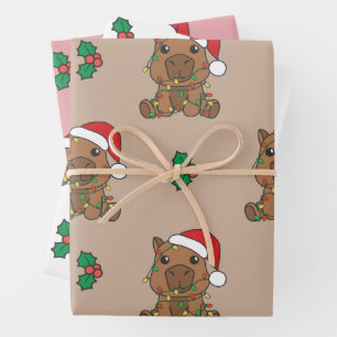 Capybara Christmas Winter Animals Holiday Capybara Wrapping Paper Sheet