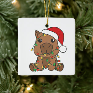 Capybara Christmas Winter Animals Holiday Ceramic Ornament