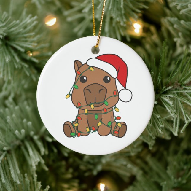 Capybara Christmas Winter Animals Holiday Ceramic Tree Decoration (Tree)