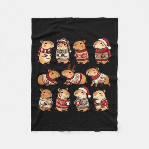 Capybara Christmas Xmas  Fleece Blanket
