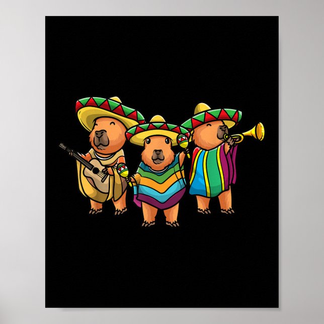 Capybara Cinco De Mayo Mexican Band Musician Kids  Poster (Front)