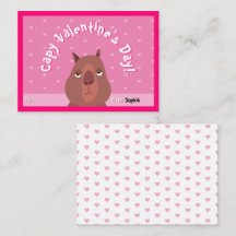 Capybara Classroom Valentine's Day Card | Pink