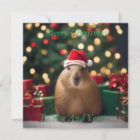 "Capybara Claus: A Festive Bokeh Wonderland"