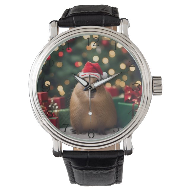 "Capybara Claus: A Festive Bokeh Wonderland" Watch (Front)