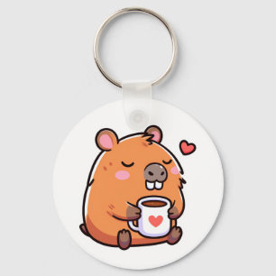 Capybara coffee love key ring