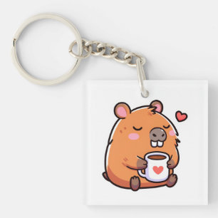 Capybara coffee love key ring