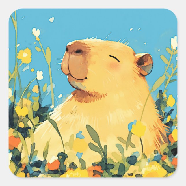 Capybara Comfort Square Sticker (Front)