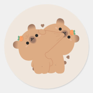 Capybara Couple Classic Round Sticker