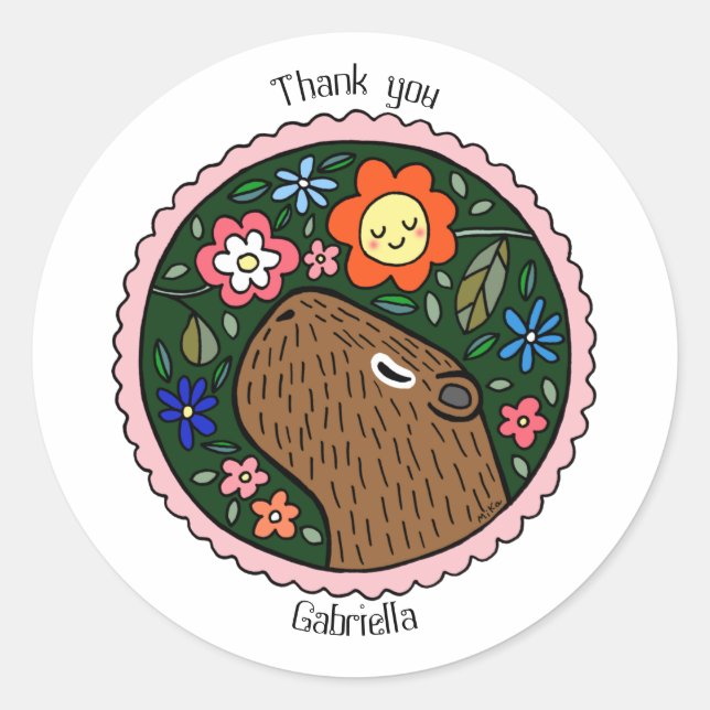 Capybara Custom Party Favor personalized Mailing   Classic Round Sticker (Front)