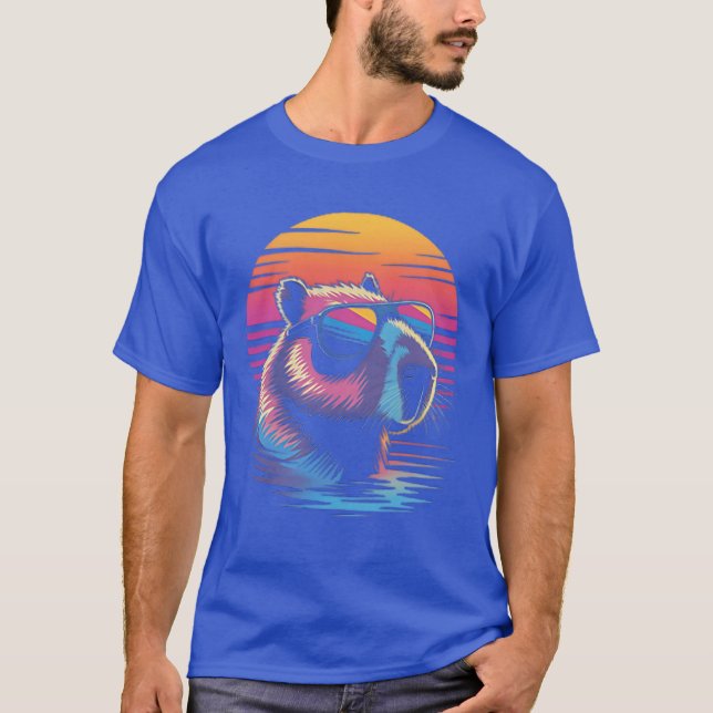 Capybara Cute Retro Animal Summer Vacation Beach T-Shirt (Front)