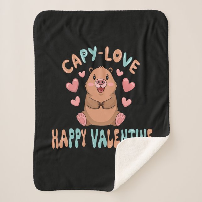 Capybara Cute Valentine Blanket (Front)