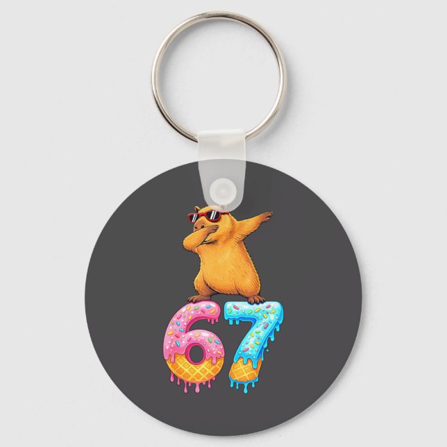 Capybara Dabbing 67 Ice Cream Drip 67 Birthday Boy Key Ring (Front)