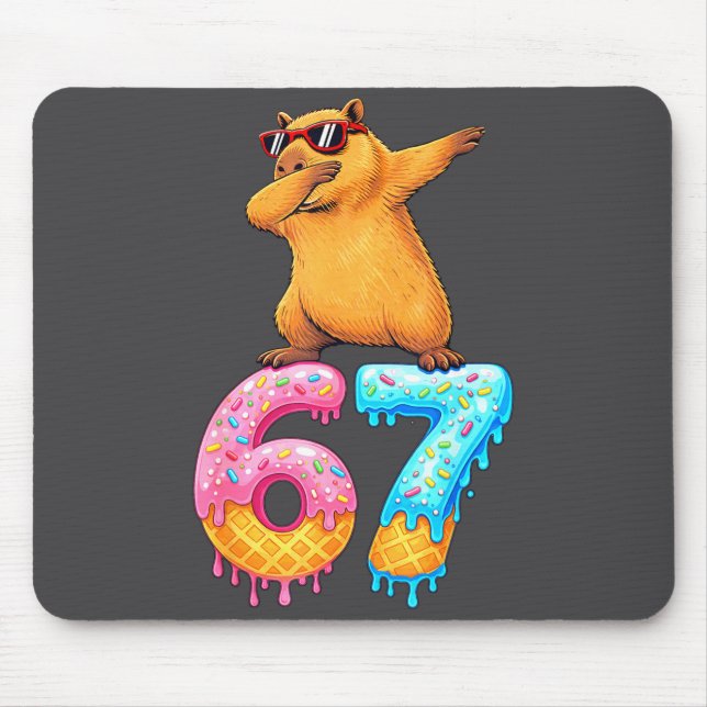 Capybara Dabbing 67 Ice Cream Drip 67 Birthday Boy Mouse Mat (Front)