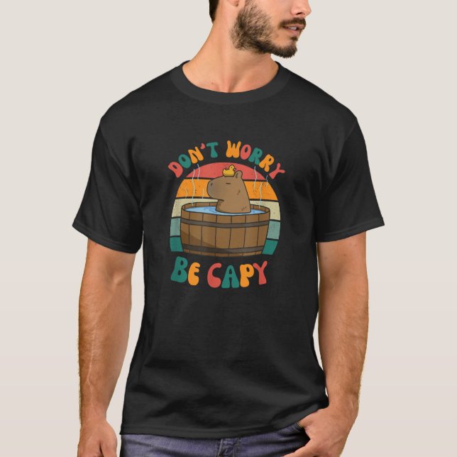 Capybara Don t Worry Be Capy Funny Retro Cute Capy T-Shirt (Front)