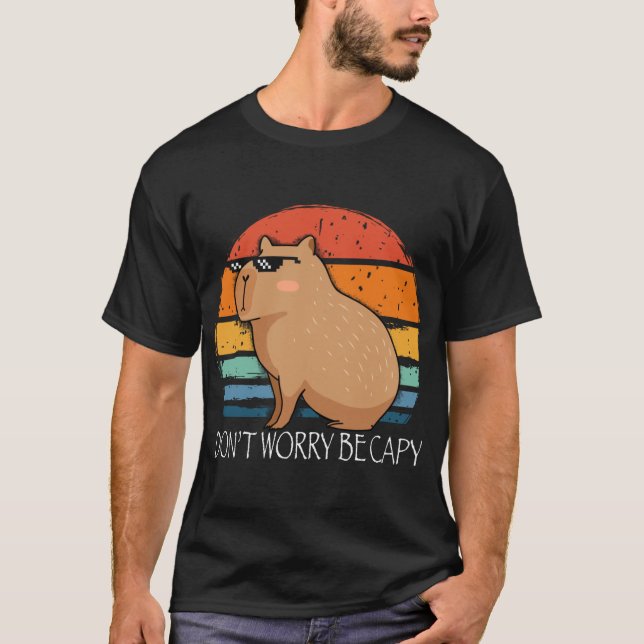 Capybara Dont Worry Be Capy Funny Rodent retro T-Shirt (Front)