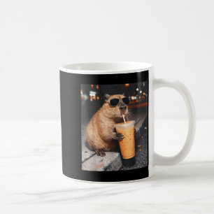 Capybara Drinking Iced Coffee Funny Animal Meme Mug