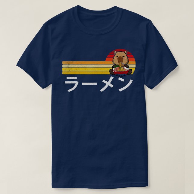 Capybara Eating Ramen Funny Japanese Food Capibara T-Shirt (Design Front)