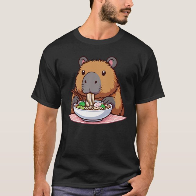 Capybara Eating Ramen T-Shirt (Front)