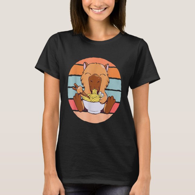 Capybara eats Noodles T-Shirt (Front)