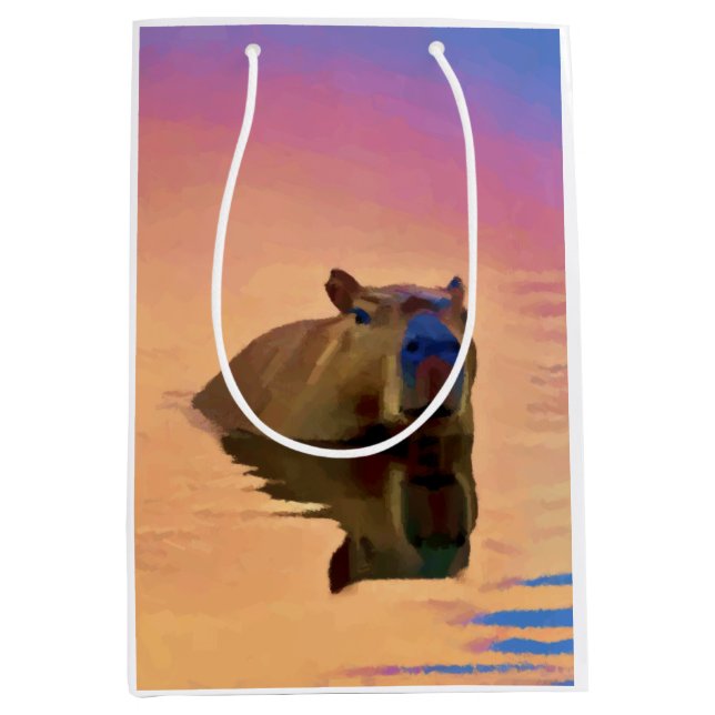 Capybara Emerging From a Tranquil Lake Medium Gift Bag (Front)