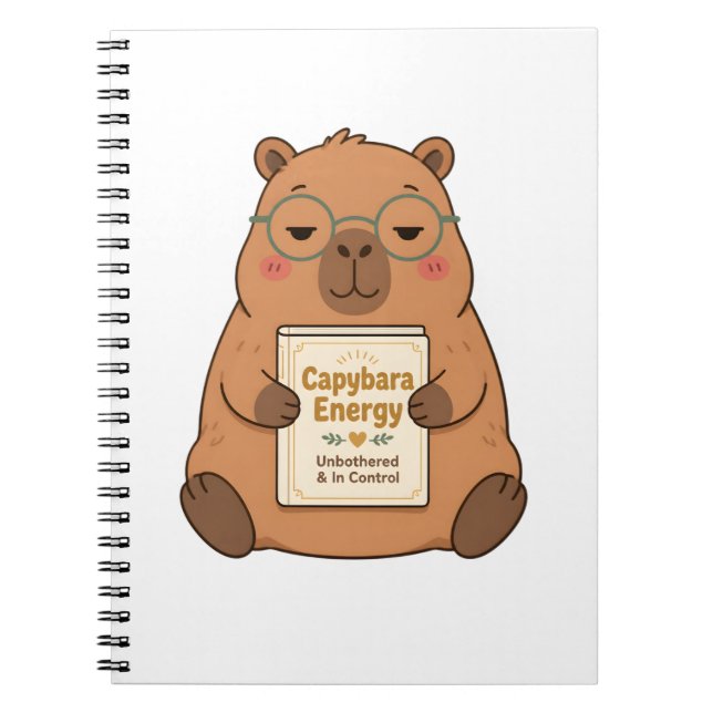 Capybara Energy Unbothered Glasses Notebook (Front)