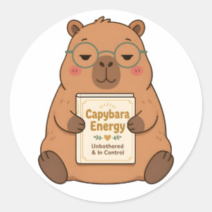 Capybara Energy Unbothered Glasses Sticker