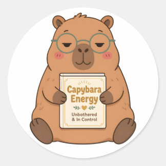 Capybara Energy Unbothered Glasses Sticker
