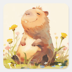 Capybara Enjoying Life Square Sticker