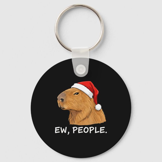Capybara Ew People Christmas Funny Sarcastic Humor Key Ring (Front)