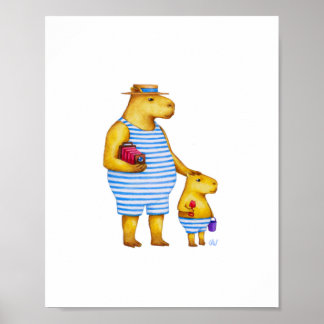 Capybara Father and Son 8 x 10 Print