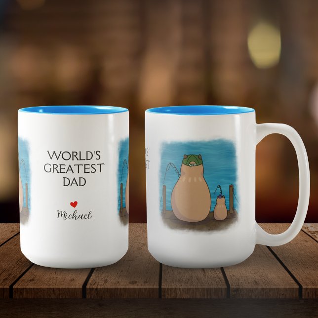 Capybara Father and Son Personalised Two-Tone Coffee Mug (Creator Uploaded)
